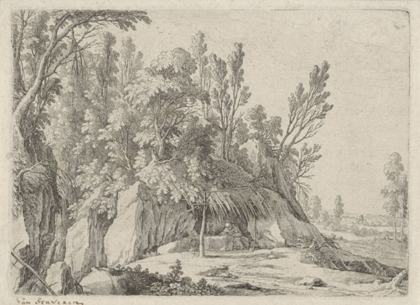 Hermit before a cave, Gillis van Scheyndel I, 1631-1656