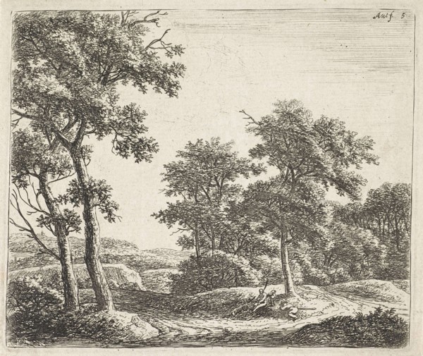 Shepherds Resting under a tree, Anthonie Waterloo, 1630 - 1663