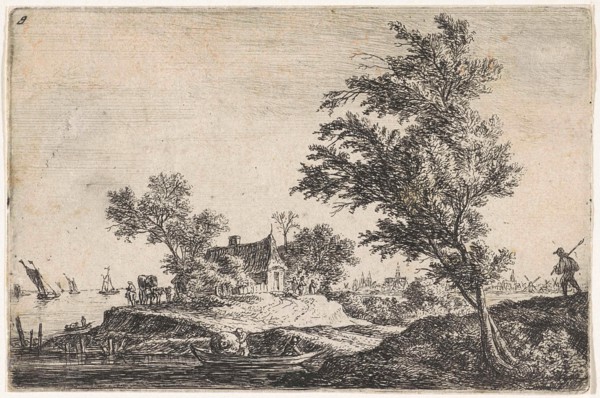 House on the waterfront, Anthonie Waterloo, 1630 - 1663
