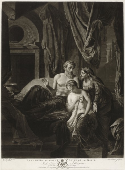 Bathsheba brings Abisagh to David, print maker: Richard Earlom, Adriaen van der Werff, George