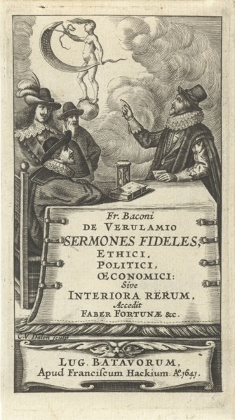 Four men at table with hourglass and floating in the air at Fortune globe, Cornelis van Dalen (I),