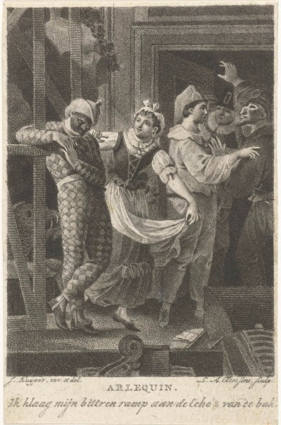 Harlequin on the scene, Lambertus Antonius Claessens, 1801