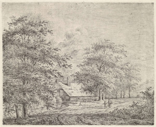 Wooded landscape with woman and child, Pieter Janson, 1780 - 1851