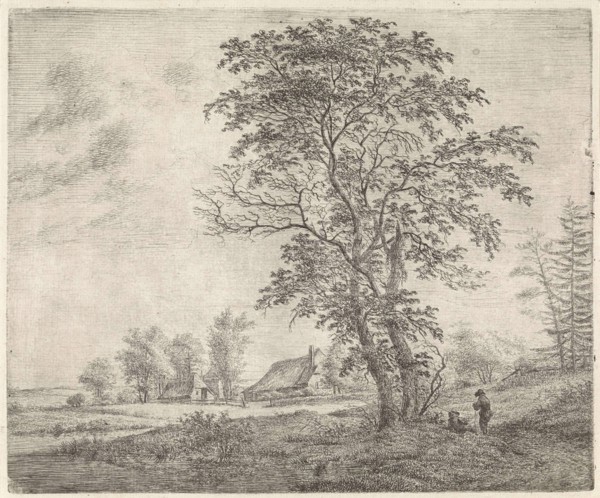 Landscape with farm and two figures, Pieter Janson, 1780 - 1851