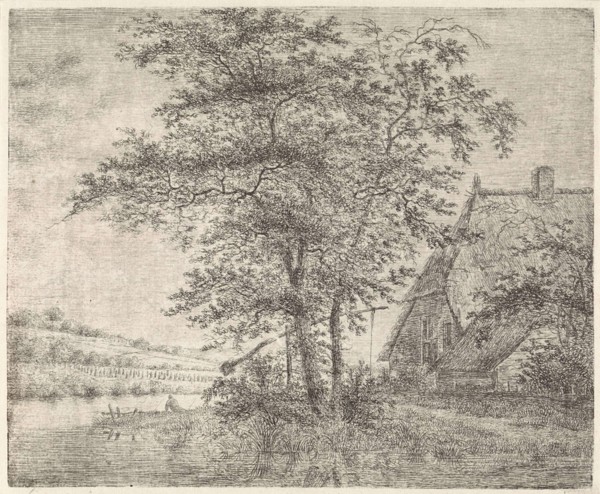 Landscape with farm and well, Peter Janson, 1780-1851
