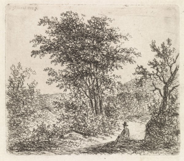 Wooded Landscape with seated figure, Johannes Christiaan Janson, 1778 - 1823