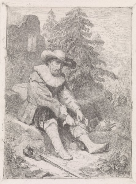 Wounded soldier, David van der Kellen (III), 1837 - 1886