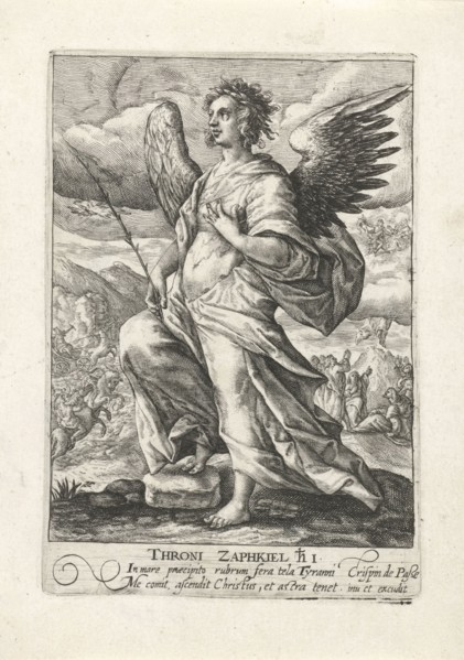 Archangel ZaphkiÃ«l, print maker: Crispijn van de Passe I, Crispijn van de Passe I, Crispijn van de