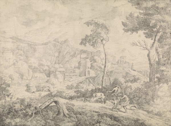 Three shepherds in a storm, Johannes Gottlieb Glauber, 1666 - 1703