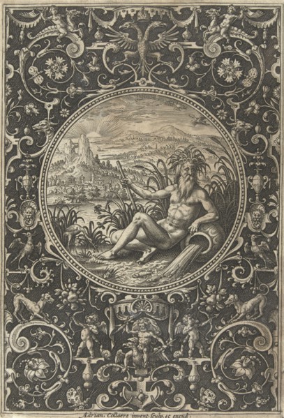 Medallion which a stroomgod, Adriaen Collaert, 1570 - 1618
