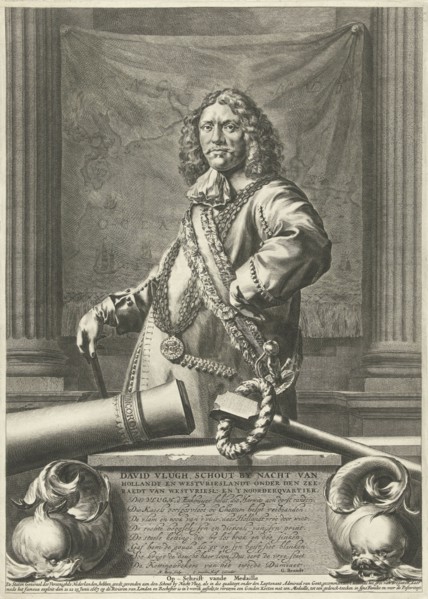 Portrait of David Vlugh, print maker: Hendrik Bary, Jan de Bisschop, Egbert van den Hoof, 1667 -