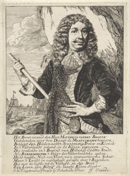Portrait of the Dordrecht mayor and Admiral Mattheus van den Broucke chest with a jewel and a