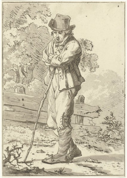 Man leaning on a stick, Hermanus Fock, 1781 - 1822