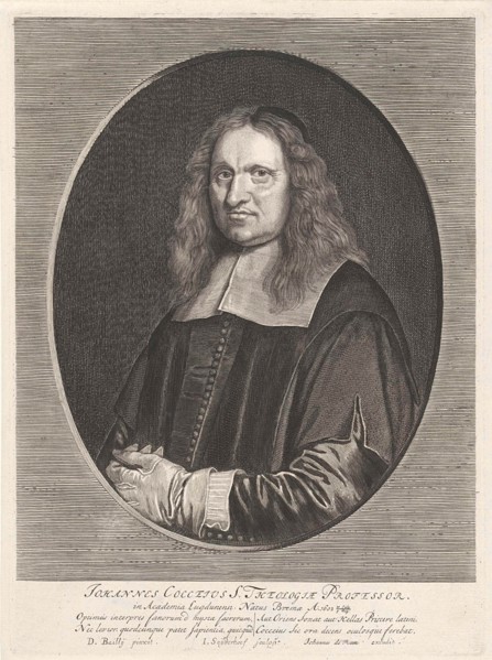 Portrait of Johannes Cocceius with gloves, Jonas Suyderhoef, Johannes de Ram, 1668 - 1693