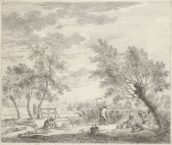 Landscape with corn harvest, Johannes Janson, 1783