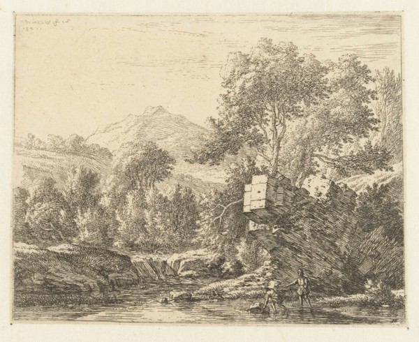 Two men at a stone in the water, Karel Dujardin, 1658