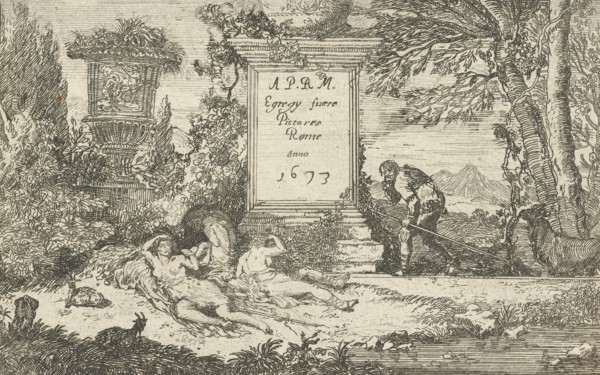 Sleeping shepherdesses, print maker: unknown, Adriaen van der Kabel, 1673