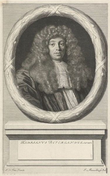 Portrait of Adrian Beverland, Johannes Willemsz. Munnickhuysen, 1664 - 1721