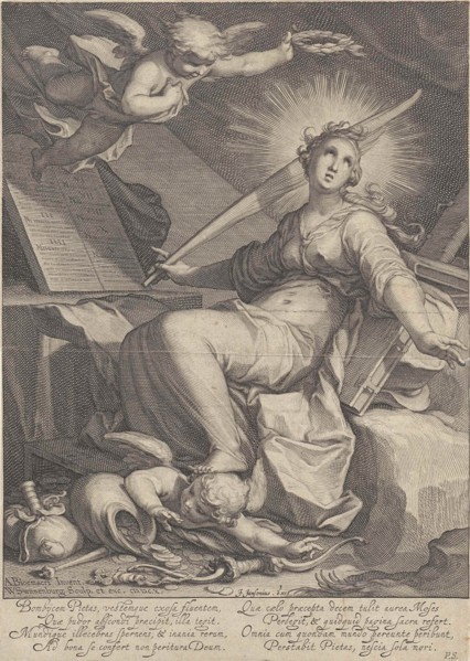 Piety, Willem Isaacsz. van Swanenburg, Petrus Scriverius, Johannes Janssonius, 1610