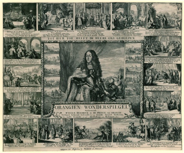 Orange Miracle Mirror, life and deeds of Prince William III, 1675, portrait of William III, Prince