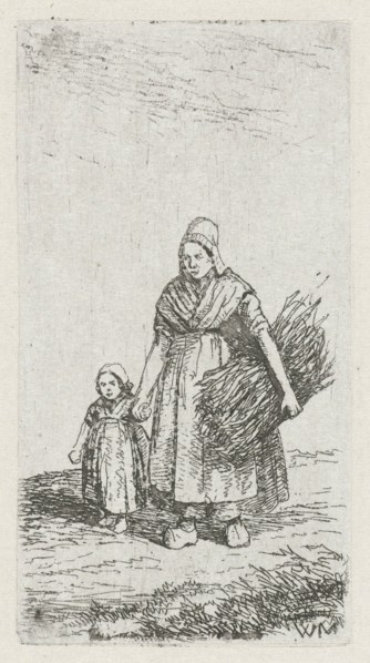 Woman holding a child's hand, Christiaan Wilhelmus Moorrees, 1811 - 1867