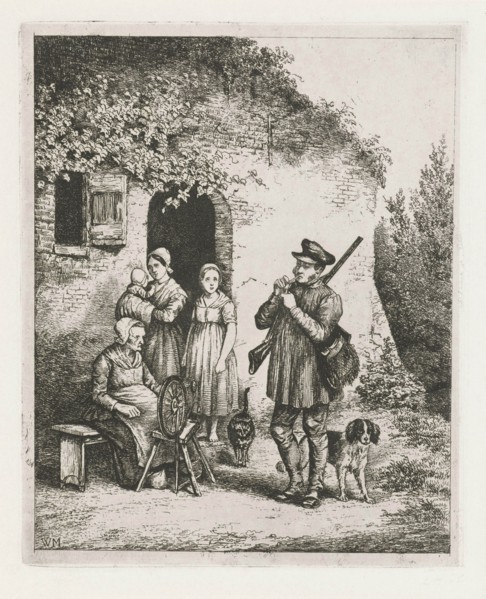 Company for the door of a house, print maker: Christiaan Wilhelmus Moorrees, 1811 - 1867