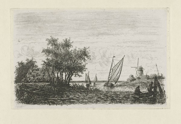 Boats on a lake, Joseph Hartogensis, 1860