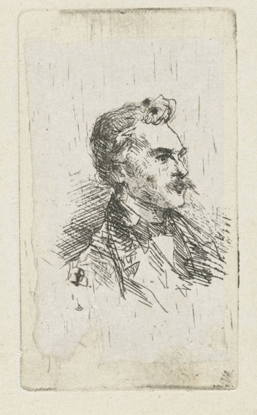 Portrait of artist Frederik Hendrik Weissenbruch, print maker: Bernardus Johannes Blommers, 1855 -