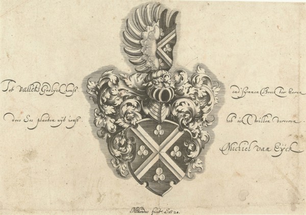 From series of 6 sheets, print maker: Michiel le Blon (mentioned on object), Dating 1620