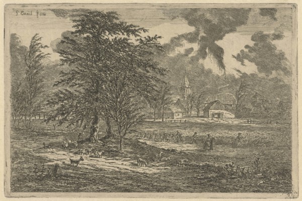 Shepherd in cornfield, Gerardus Emaus de Micault, 1861