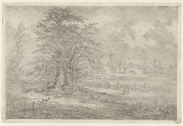 Shepherd in cornfield, Gerardus Emaus de Micault, 1861