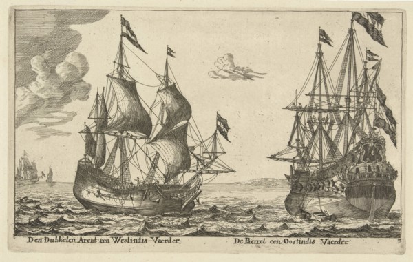 The ships De Parel and De Dubbele Arend, Anonymous, Reinier Nooms, 1652 - 1714