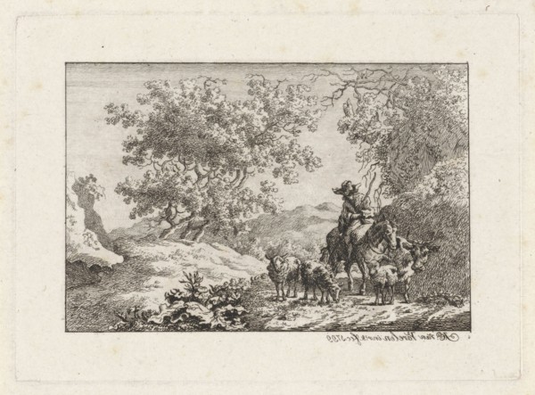 Shepherd with horse herd, Jacob Elias van Varelen, 1799