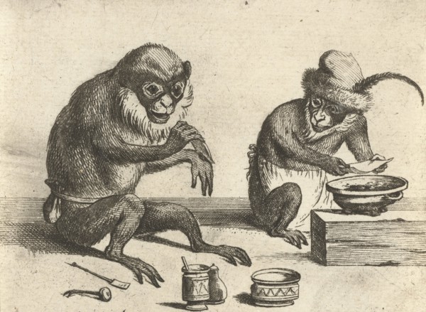 A monkey, print maker: Quirin Boel, David Teniers II, 1635 - 1690