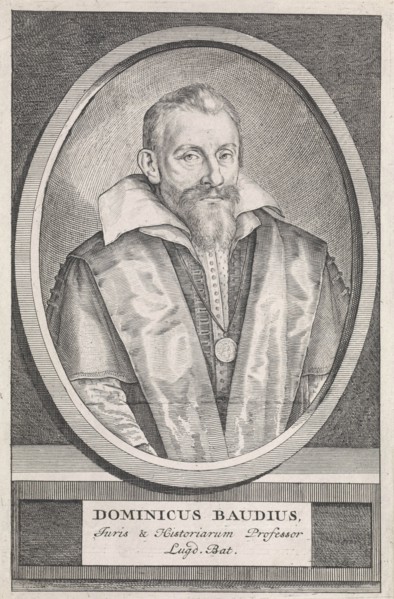 Portrait of Dominicus Baudius, poet and professor at Leiden, The Netherlands, at the age of 46,