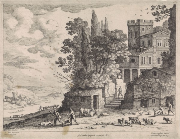 landscape with a house, figures and cattle, Willem van Nieulandt II, Frans van den Wijngaerde,