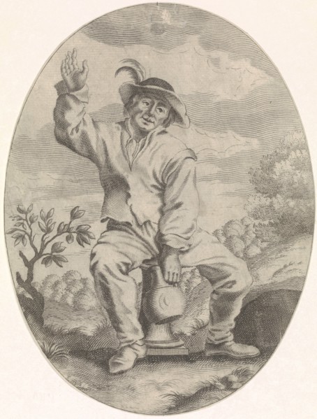 Seated farmer with a jug, Nicolaes van Lijnhoven, Andries Both, 1622 - before 1702