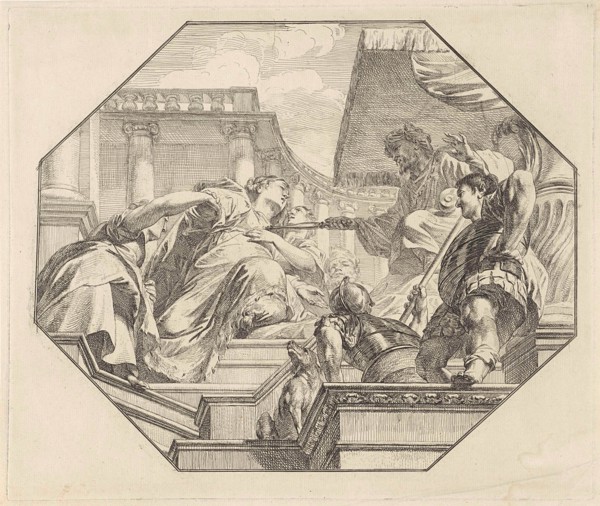 Esther before King Ahasuerus, Jacob de Wit, 1705 - 1754