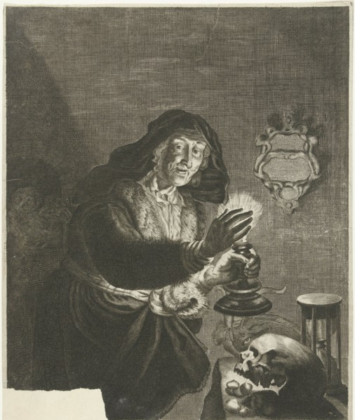 Old woman by candlelight, Albert Haelwegh, print maker: Anonymous, Joachim von Sandrart, in or