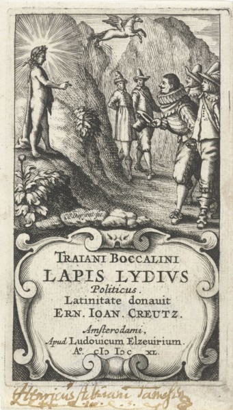 Three men bow to Apollo, Cornelis Claesz. Duysend, Lowijs Elzevier (III), 1640