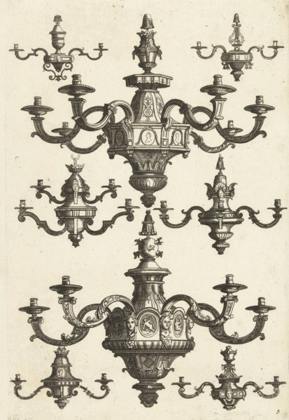 Two large and six small chandeliers, DaniÃ«l Marot (I), Anonymous, Anonymous, after 1703 - before