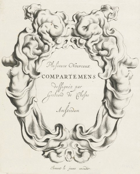 Cartouche with lobe ornament on both sides a female torso, Michiel Mosijn, Clement de Jonghe, 1640