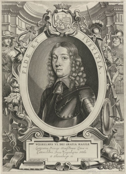 Portrait of William VI, Landgrave of Hesse-Kassel, in an allegorical frame, Mercury and attributes