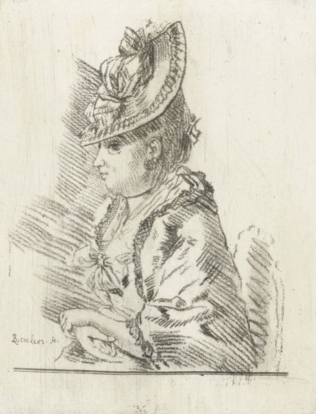 Portrait of a young lady with hat in profile to the left, Louis Bernard Coclers, 1756-1817