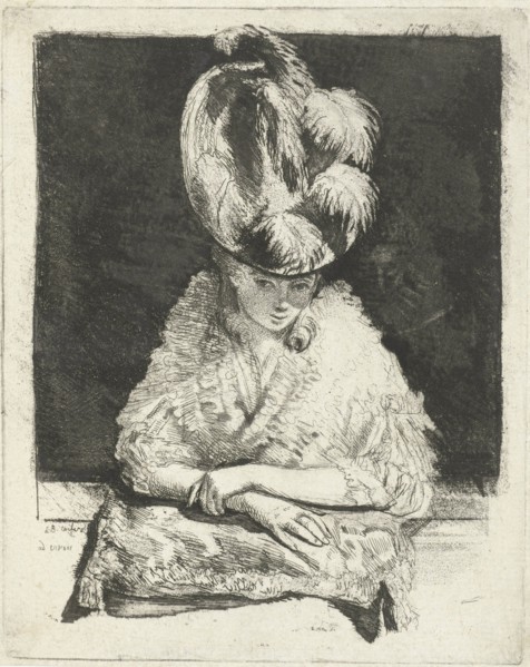 Portrait of a Young Woman with hat looking out the window, Louis Bernard Coclers, 1756-1817