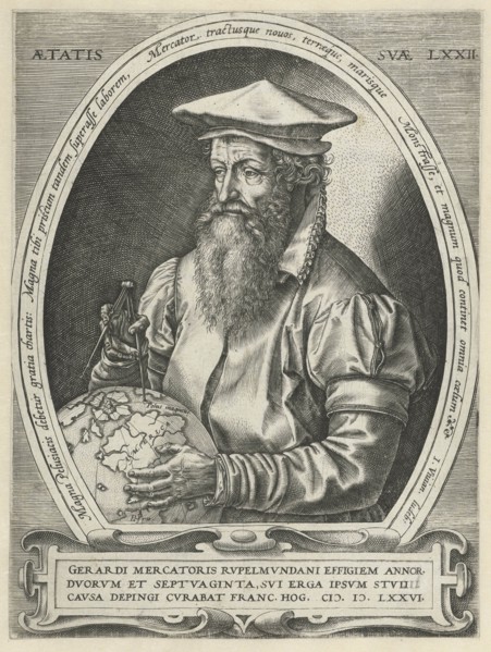 Portrait of Gerardus Mercator, print maker: Hendrick Goltzius attributed to, Frans Hogenberg,