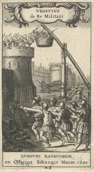 Soldiers fall fortress with a battering ram, to defend the walls of soldiers against the attack,