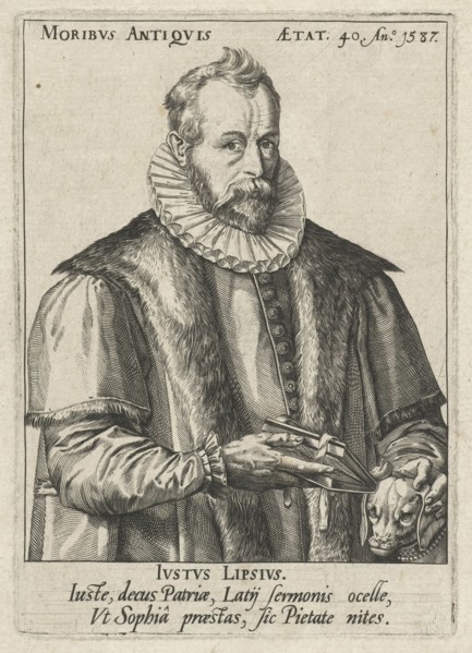 Portrait of Justus Lipsius, Anonymous, Hendrick Goltzius, 1587 - c. 1600