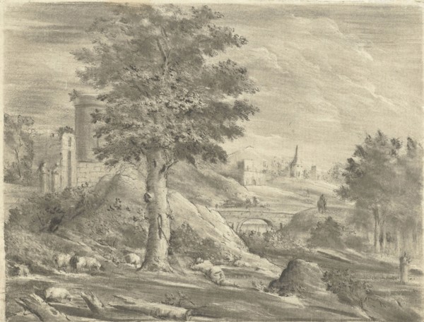Landscape with Shepherd and Sheep, Jurriaan Cootwijck, 1724 - 1798