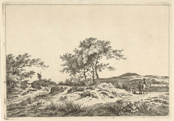 Landscape with rider and pedestrian, Hermanus Fock, 1781 - 1822